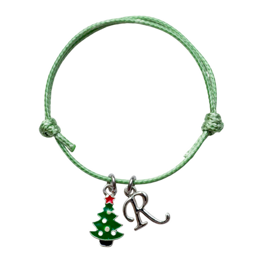 Personalised Enamel Christmas Tree Cord Bracelet