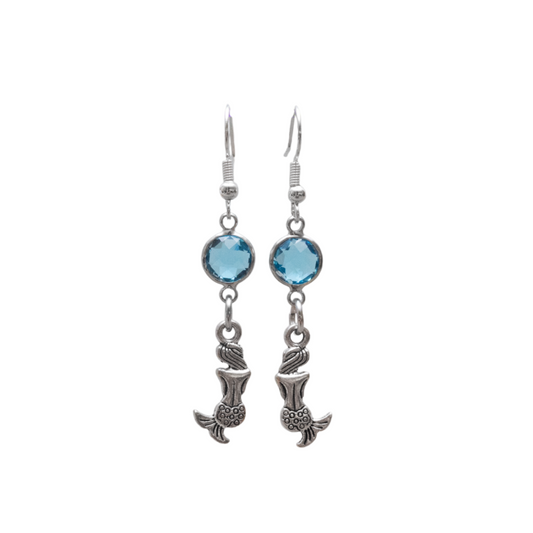 Personalised Mermaid Birthstone Charm Earrings