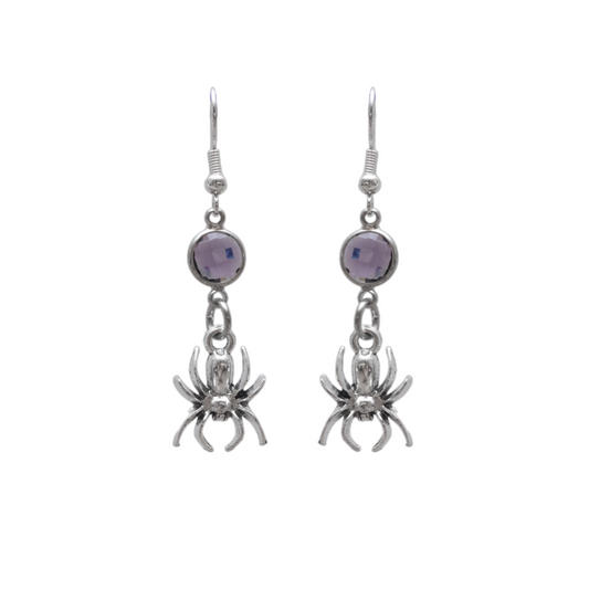 Personalised Spider Birthstone Charm Earrings