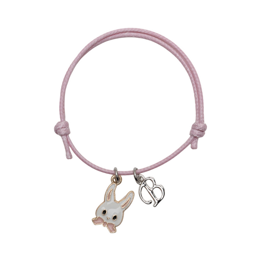 Personalised Bunny Rabbit Pink Bow Adjustable Cord Bracelet