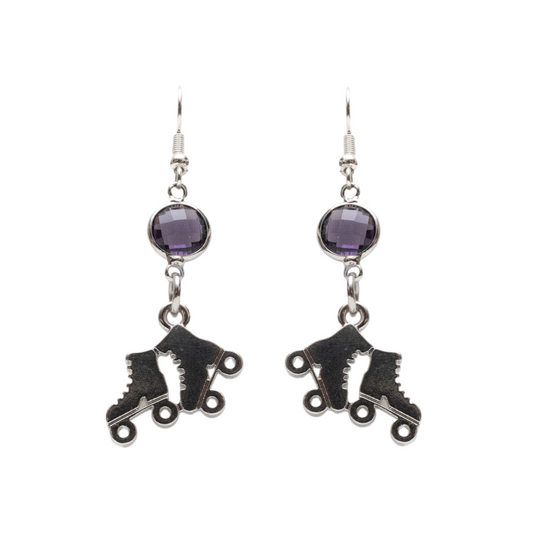 Personalised Roller Skate Birthstone Charm Earrings