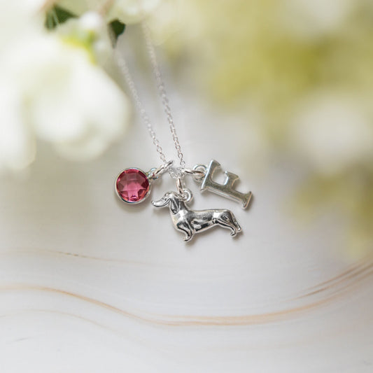 Dachshund necklace, wiener dog jewellery, personalised gifts, sausage dog,  new puppy, pet loss memorial, dog walker groomer thank you