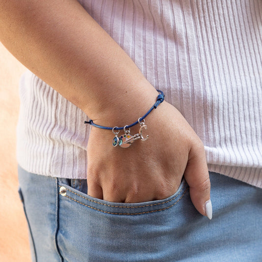 Paint palette charm bracelet, artist easel gifts, adjustable wax cord, personalised gifts, birthstone initial jewellery, art lovers