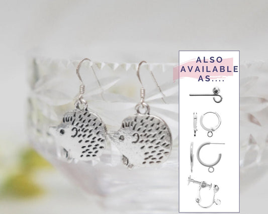 Hedgehog earrings, woodland animal jewellery, hedgehog gifts, nature accessory, Autumnal Autumn fall accessory, cute animal gift, pygmy pet