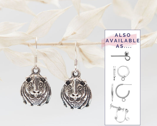 Guinea pig earrings, guinea pig gift, guinea pig theme jewellery, animal gift, pet loss memorial, rodent gifts new owner, rescue thank you,