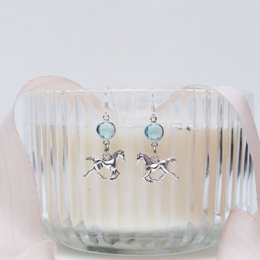 Horse earrings, birthstone jewellery, personalised gifts, horse gifts, equestrian rider gift, new pony owner, pet loss keepsake memorial