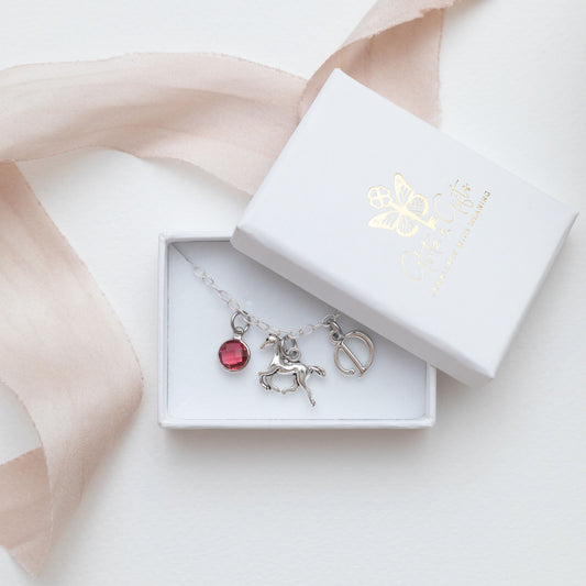 Horse bracelet, personalised gifts, animal jewellery, birthstone initial charm new pony gift, equestrian rider, trainer thank you