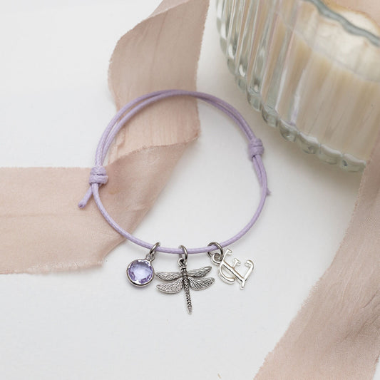 Dragonfly bracelet, waxed cord adjustable, personalised gifts, insect jewellery, gardener garden gift, friendship friend birthday