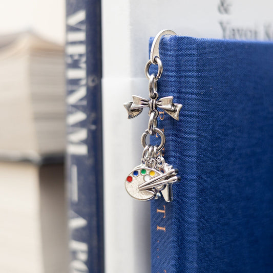 Paint palette bookmark, gift for Artist, personalised gifts, birthstone initial, metal page marker, painter gift, for reader, art gift