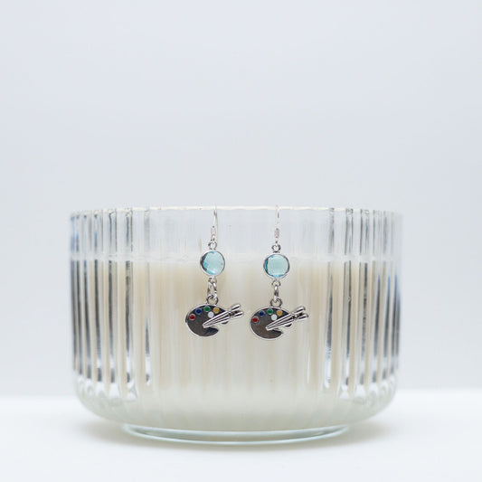 Paint palette earrings, birthstone jewellery, personalised gifts, art painter gifts, gift for artist, art teacher thank you gift