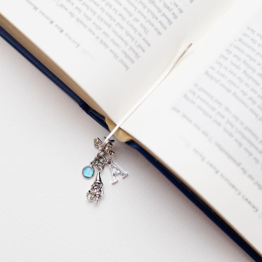 Gnome bookmark, personalised gifts, birthstone initial letter, metal charm page marker, garden gnome charm, for reader, gardener gift