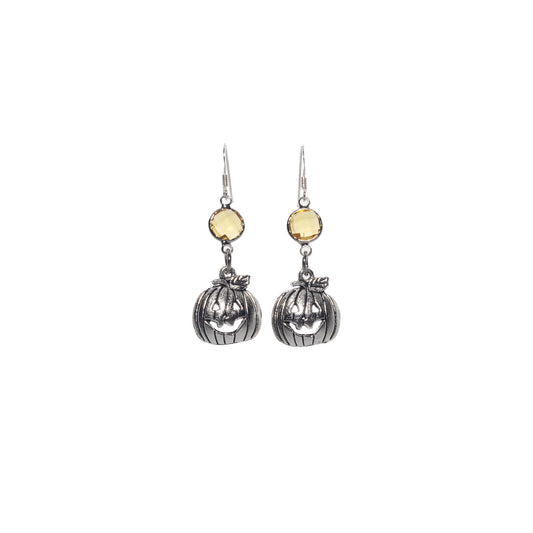 Personalised Pumpkin Birthstone Charm Earrings