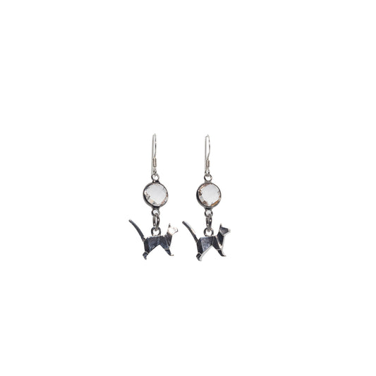 Personalised Cat Birthstone Charm Earrings
