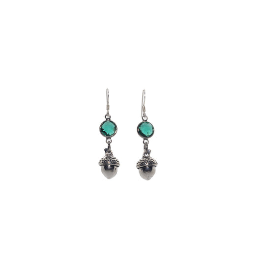 Personalised Acorn Birthstone Charm Earrings