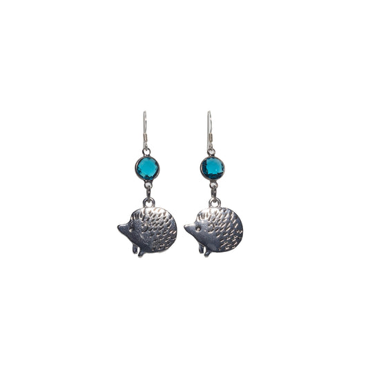 Personalised Hedgehog Birthstone Charm Earrings