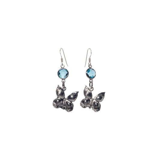 Personalised Butterfly Birthstone Charm Earrings