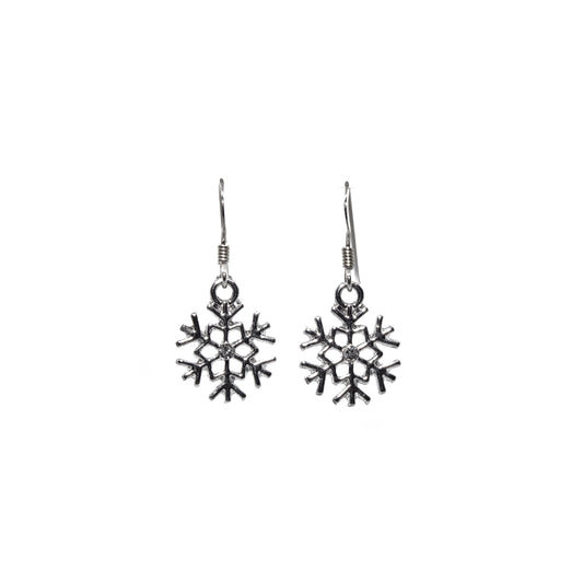 Rhinestone Snowflake Charm Earrings