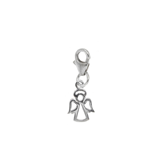 Silver angel charm - 925 sterling clip on charm - lobster clasp - guardian angel