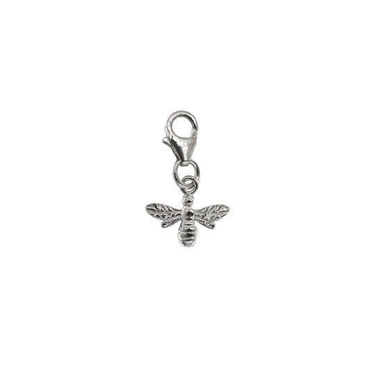 Silver bee charm - 925 sterling clip on charms - lobster clasp - bumble bee gift