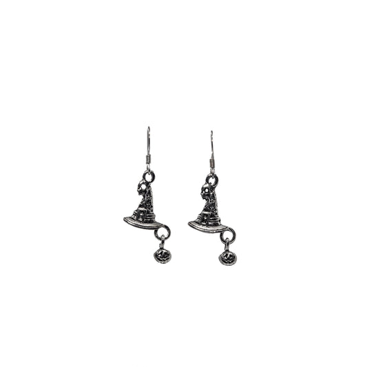 Witch Hat with Pumpkin Charm Earrings