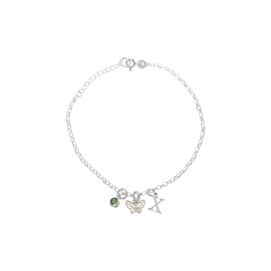 Sterling Silver Personalised Butterfly Bracelet