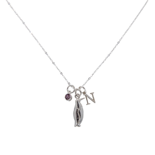 Sterling Silver Personalised Penguin Necklace