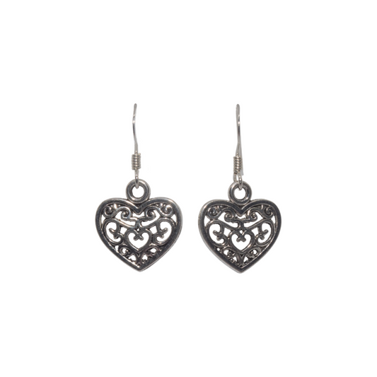 Filigree Heart Charm Earrings