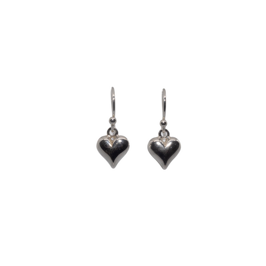 Sterling Silver Puff Heart Earrings