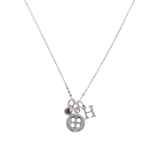 Sterling Silver Personalised Button Necklace