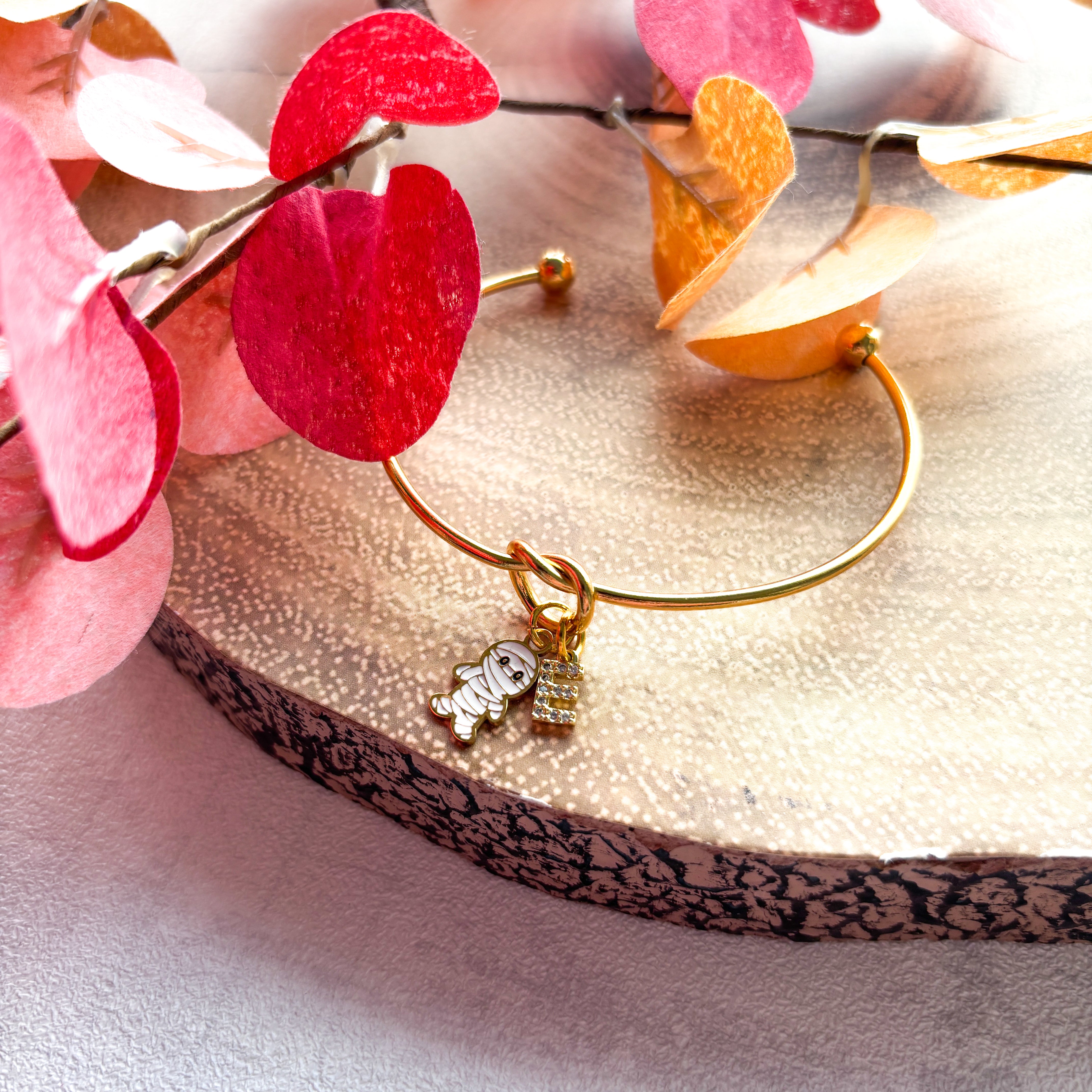 Mummy Halloween Bangle – Personalised Initial Bracelet
