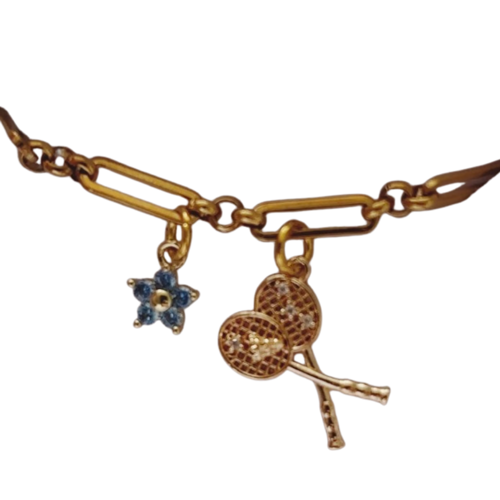 Badminton Racket & Blue Flower Bracelet- Sports Gifts