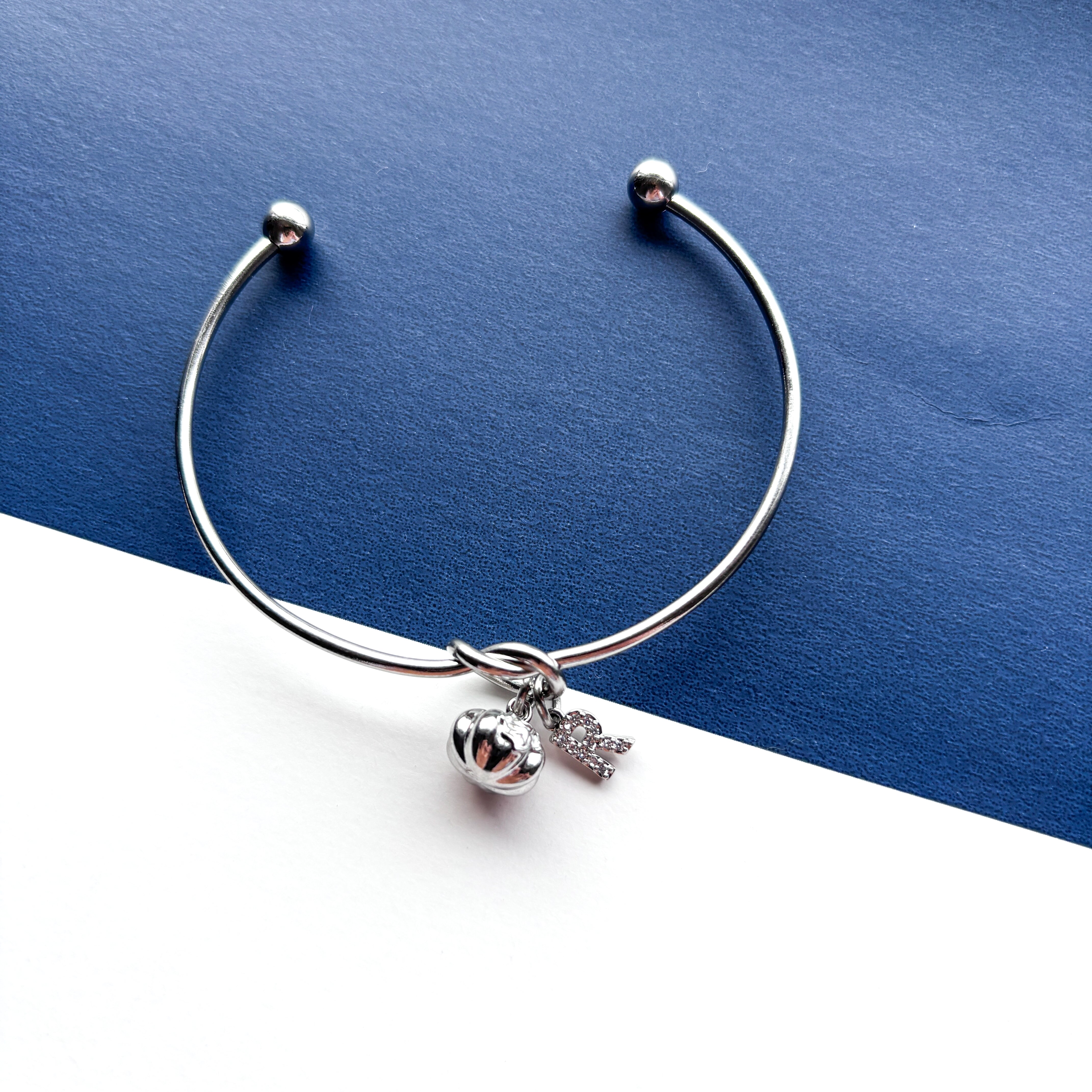 Personalised Pumpkin Bangle – Halloween Initial Charm Bracelet