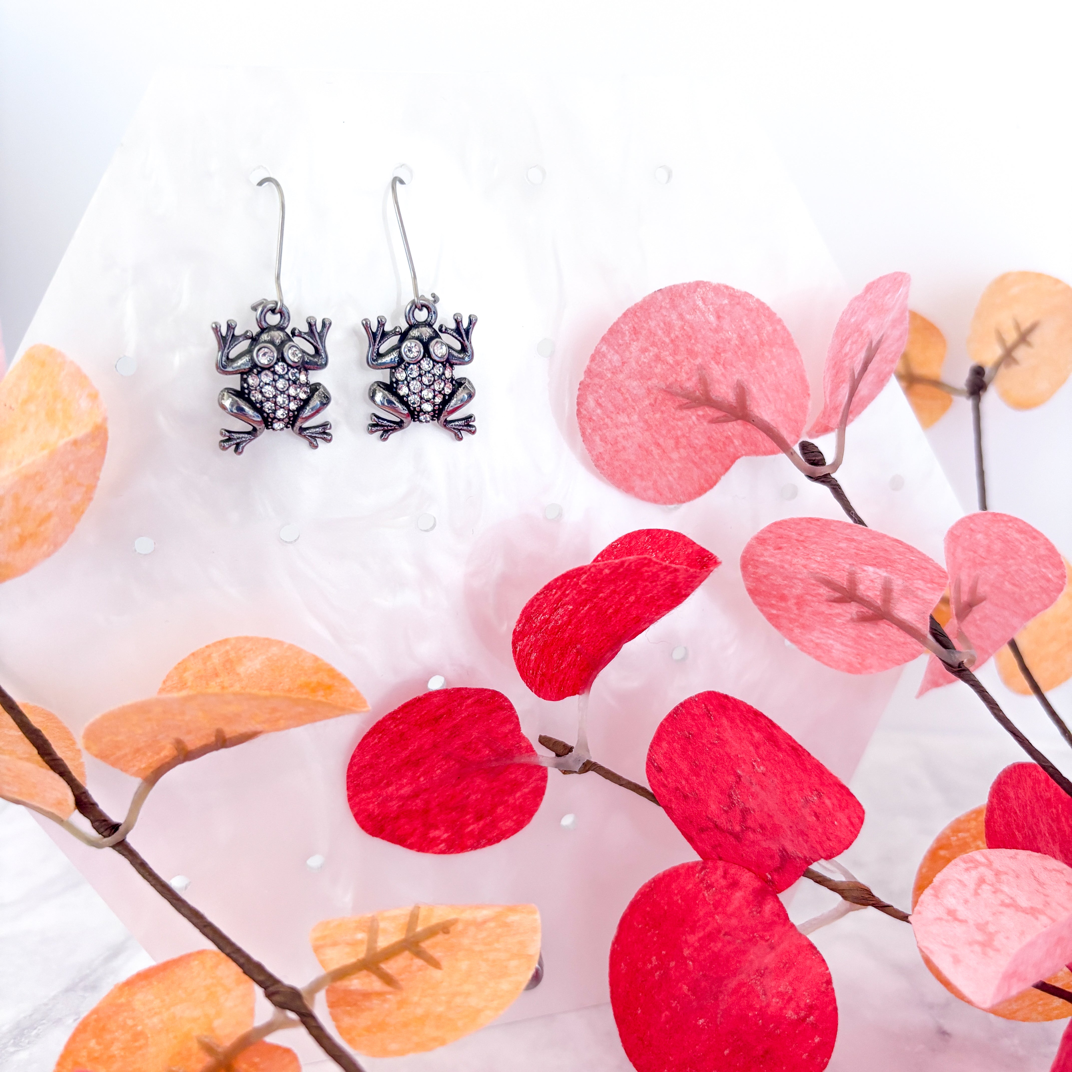 Halloween Rhinestone Toad Earring, Spooky Cute Jewellery