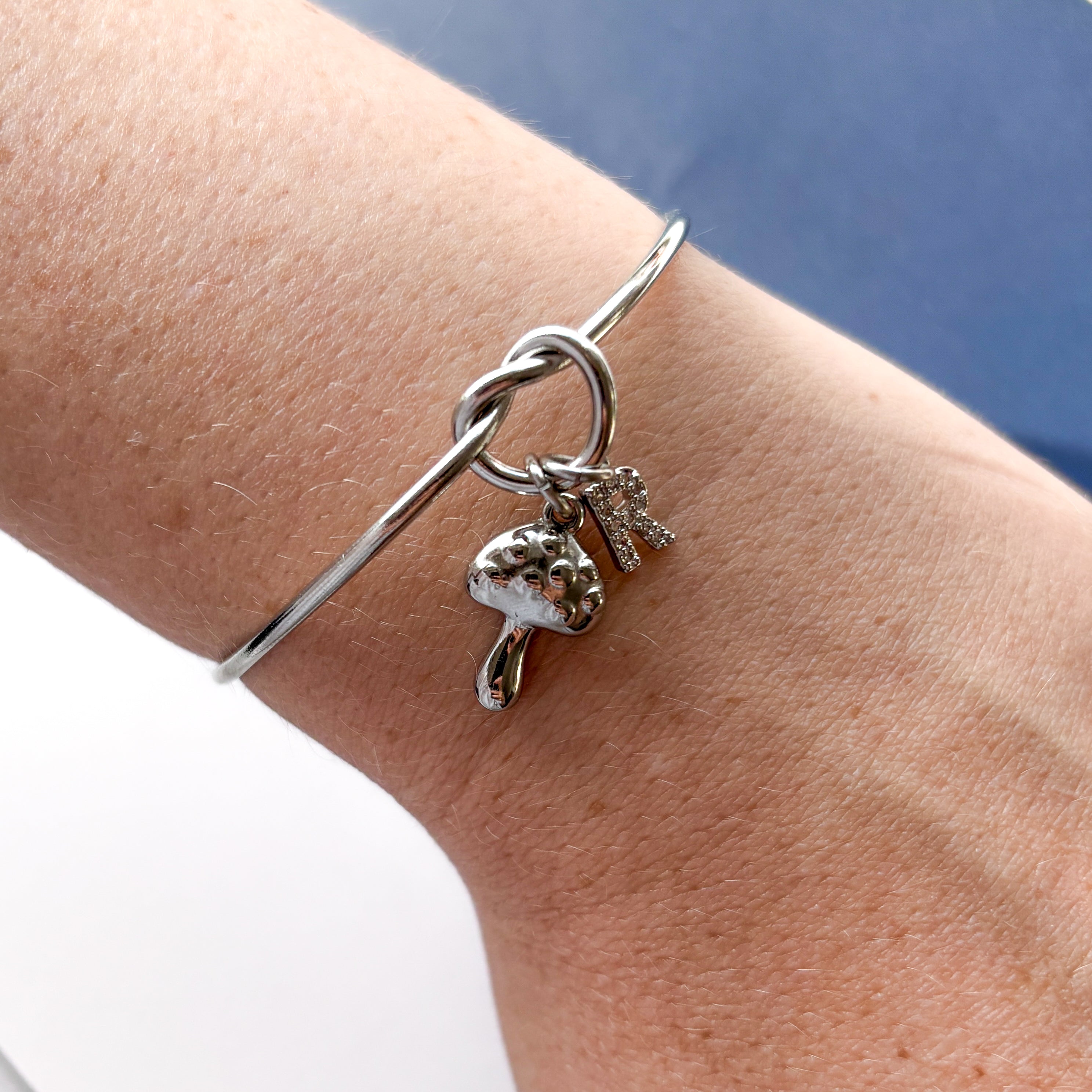 Personalised Mushroom Bracelet – Toadstool Initial Charm Bangle