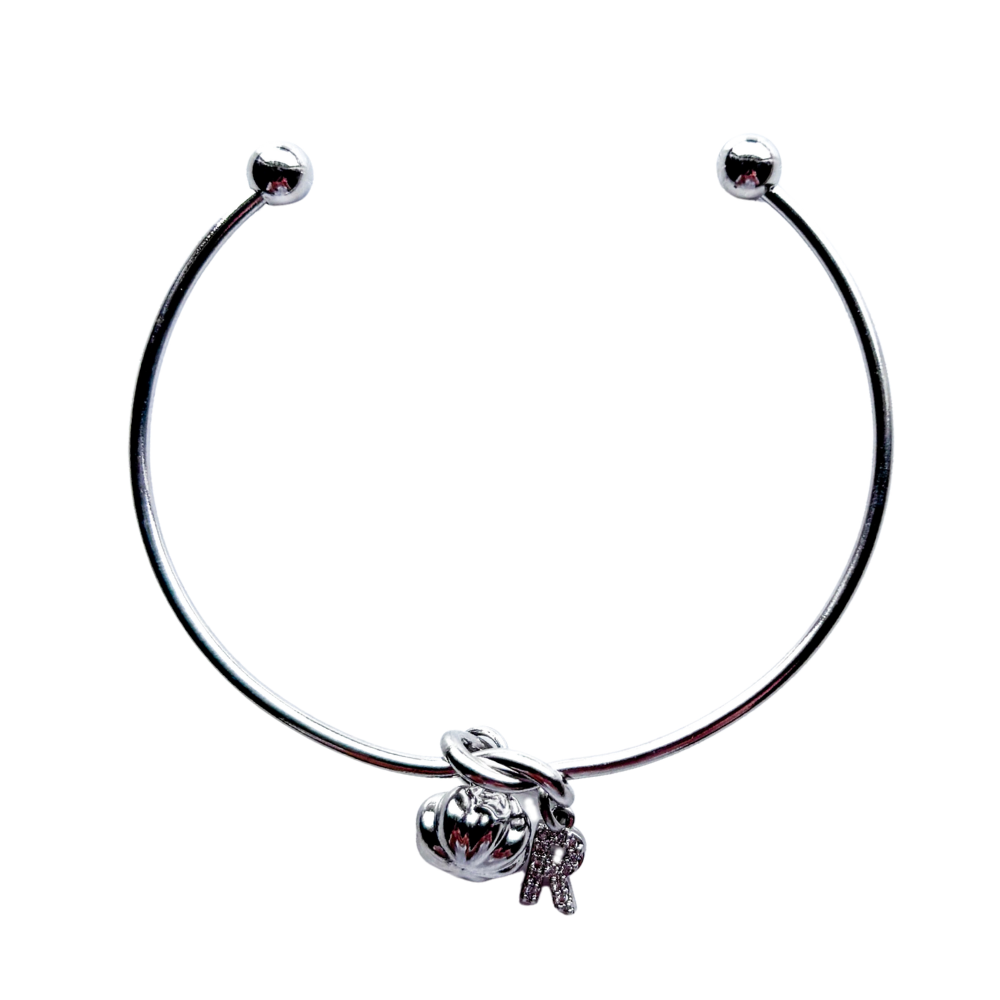 Personalised Pumpkin Bangle – Halloween Initial Charm Bracelet