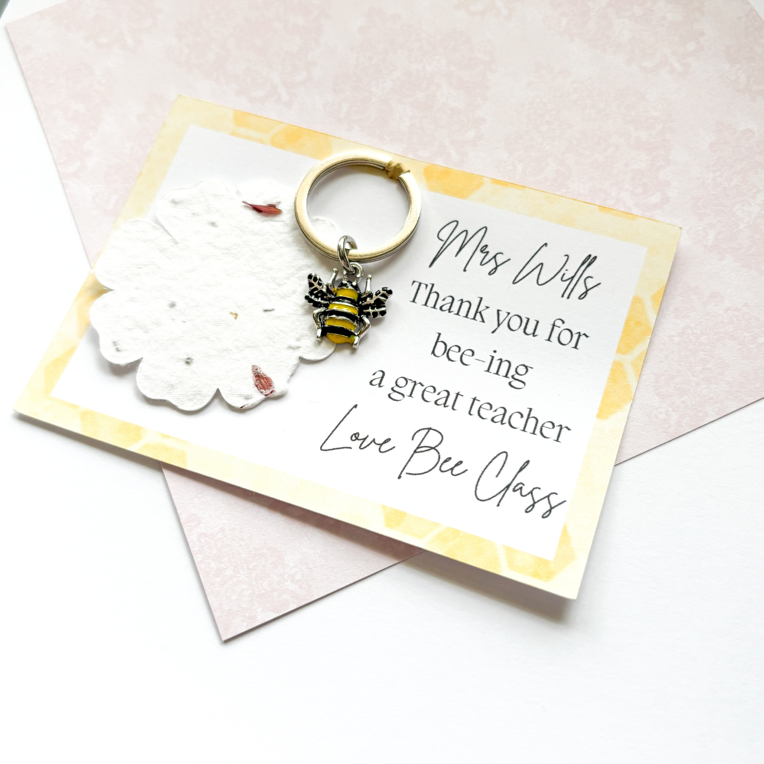 Wildflower Teacher Bee Gift Keyring - 2025 Teacher Gift Personalised