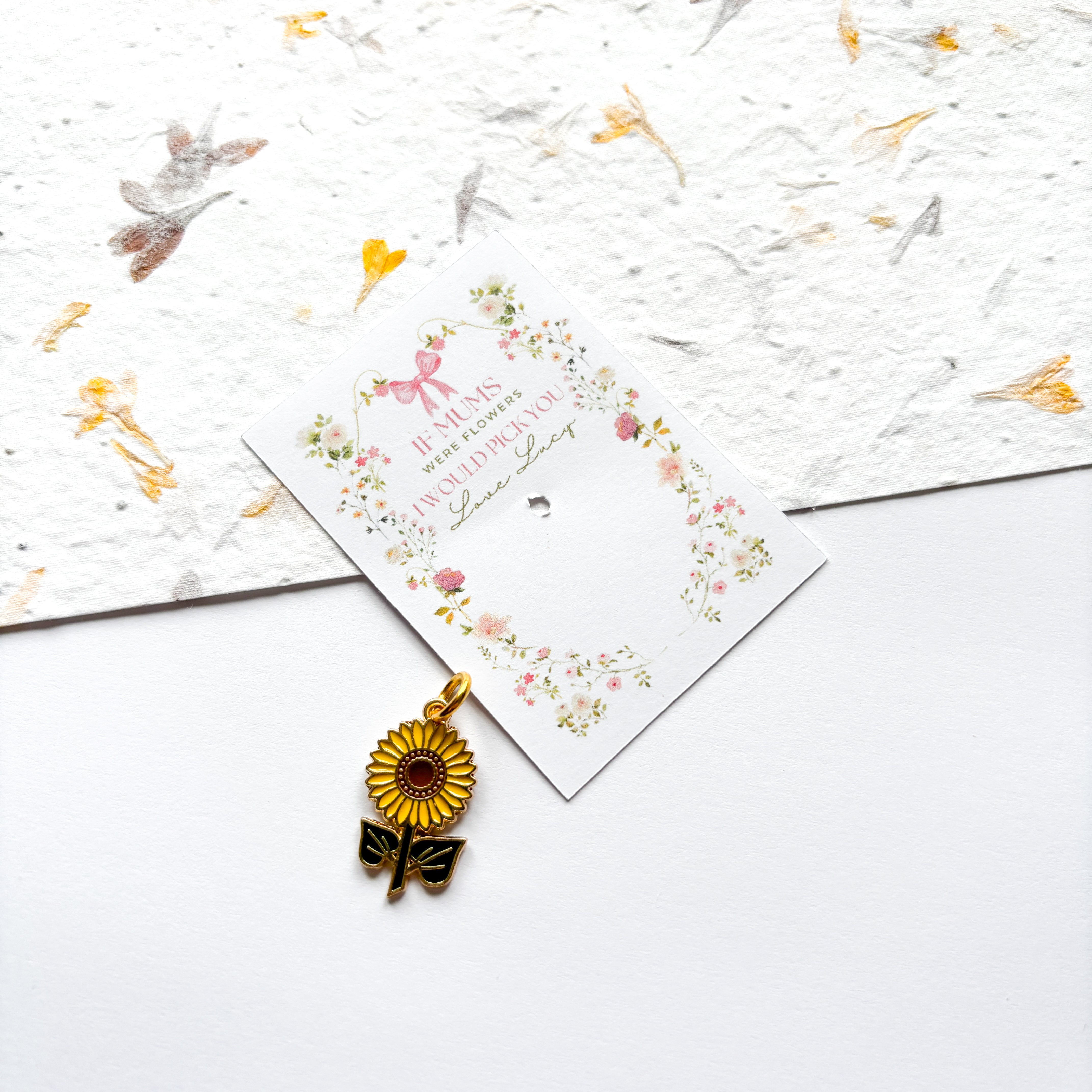 Sunflower Charm & Personalised Card