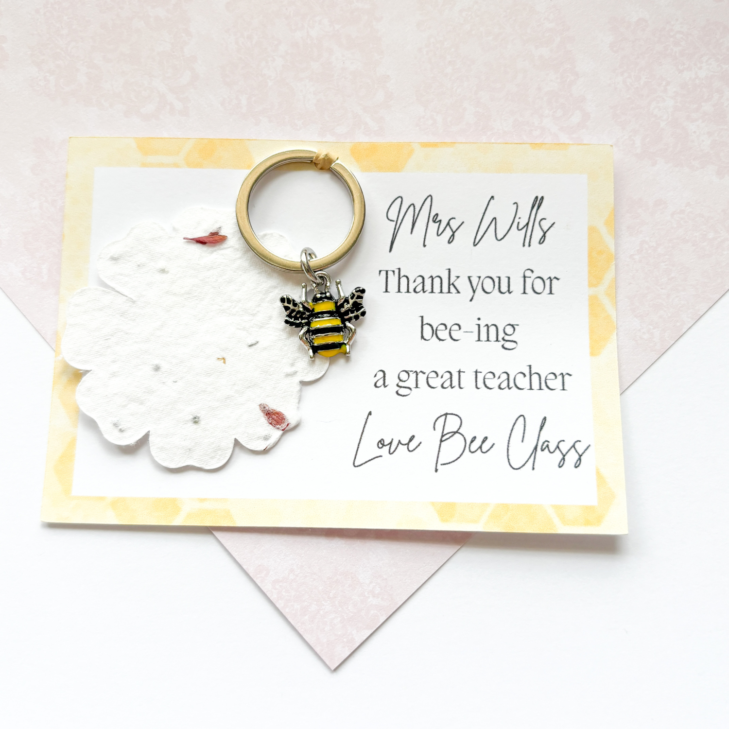 Wildflower Teacher Bee Gift Keyring - 2025 Teacher Gift Personalised