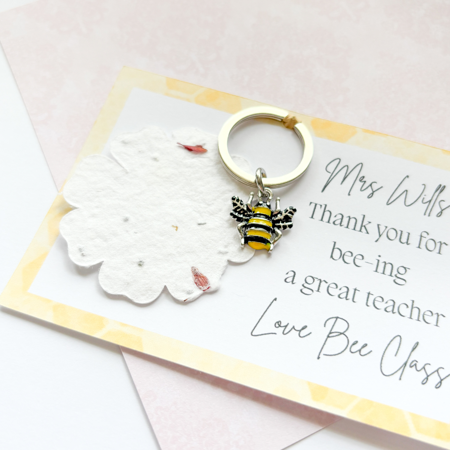 Wildflower Teacher Bee Gift Keyring - 2025 Teacher Gift Personalised