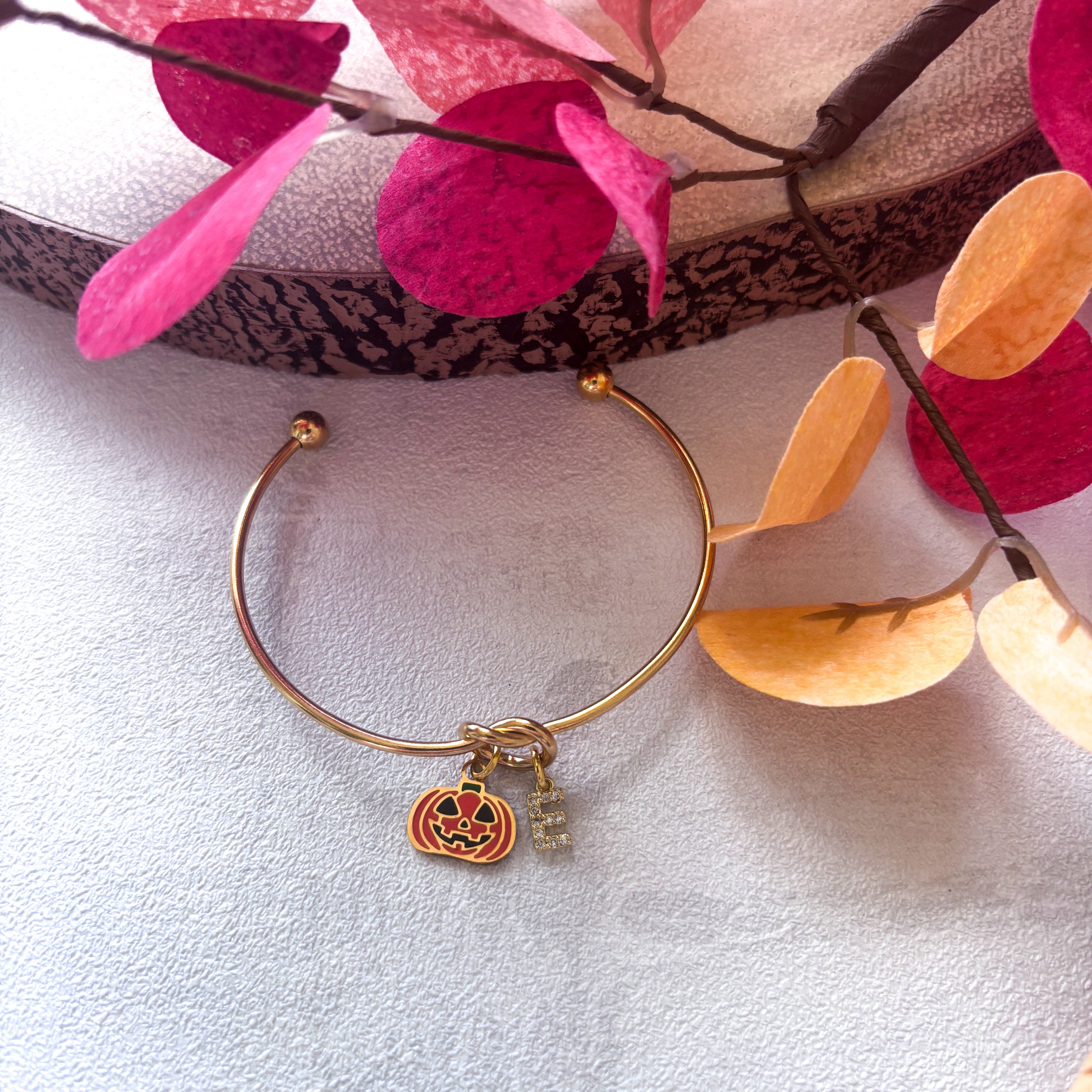 Pumpkin Halloween Bangle – Personalised Jack O’ Lantern Bracelet