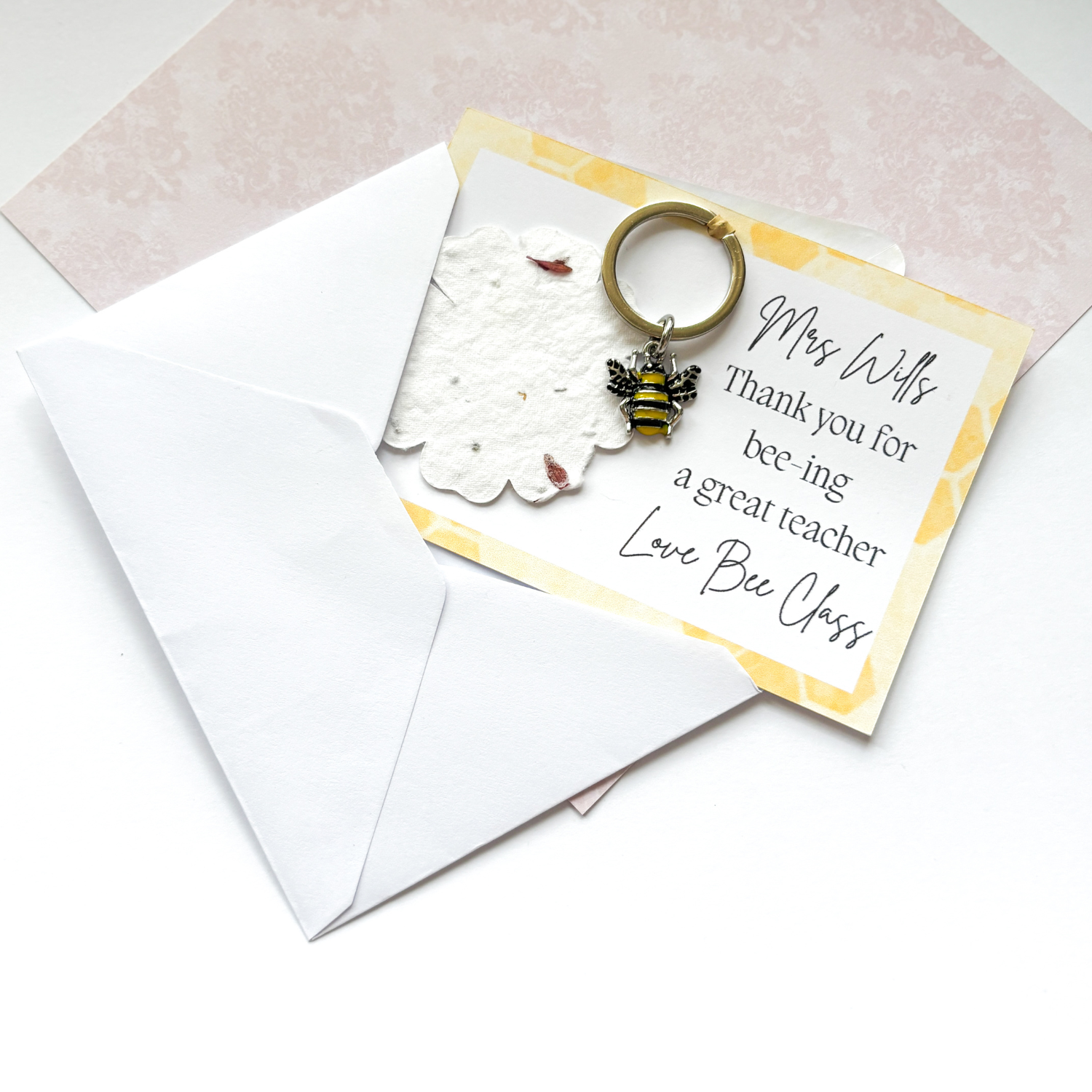 Wildflower Teacher Bee Gift Keyring - 2025 Teacher Gift Personalised
