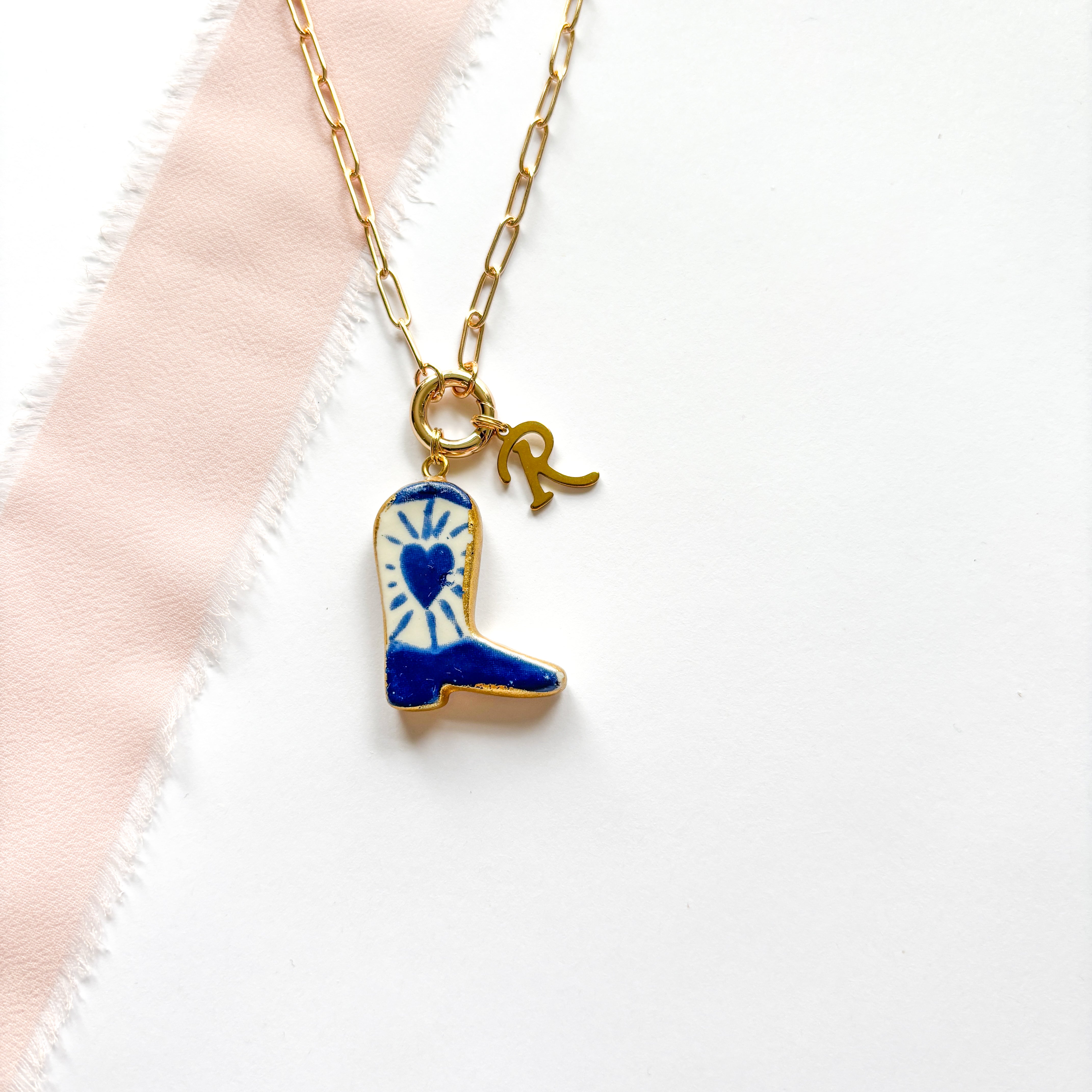 Ceramic Cowboy Boot Personalised Necklace