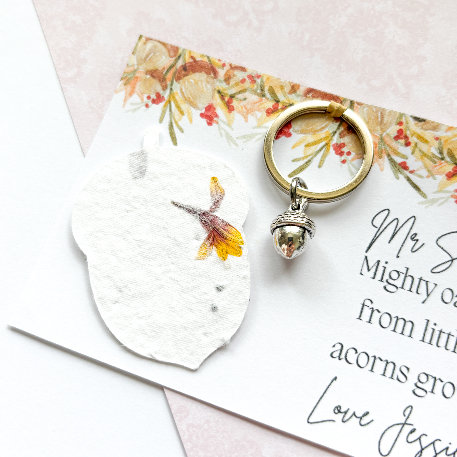 Wildflower Teacher Acorn Gift Keyring - 2025 Teacher Gift Personalised