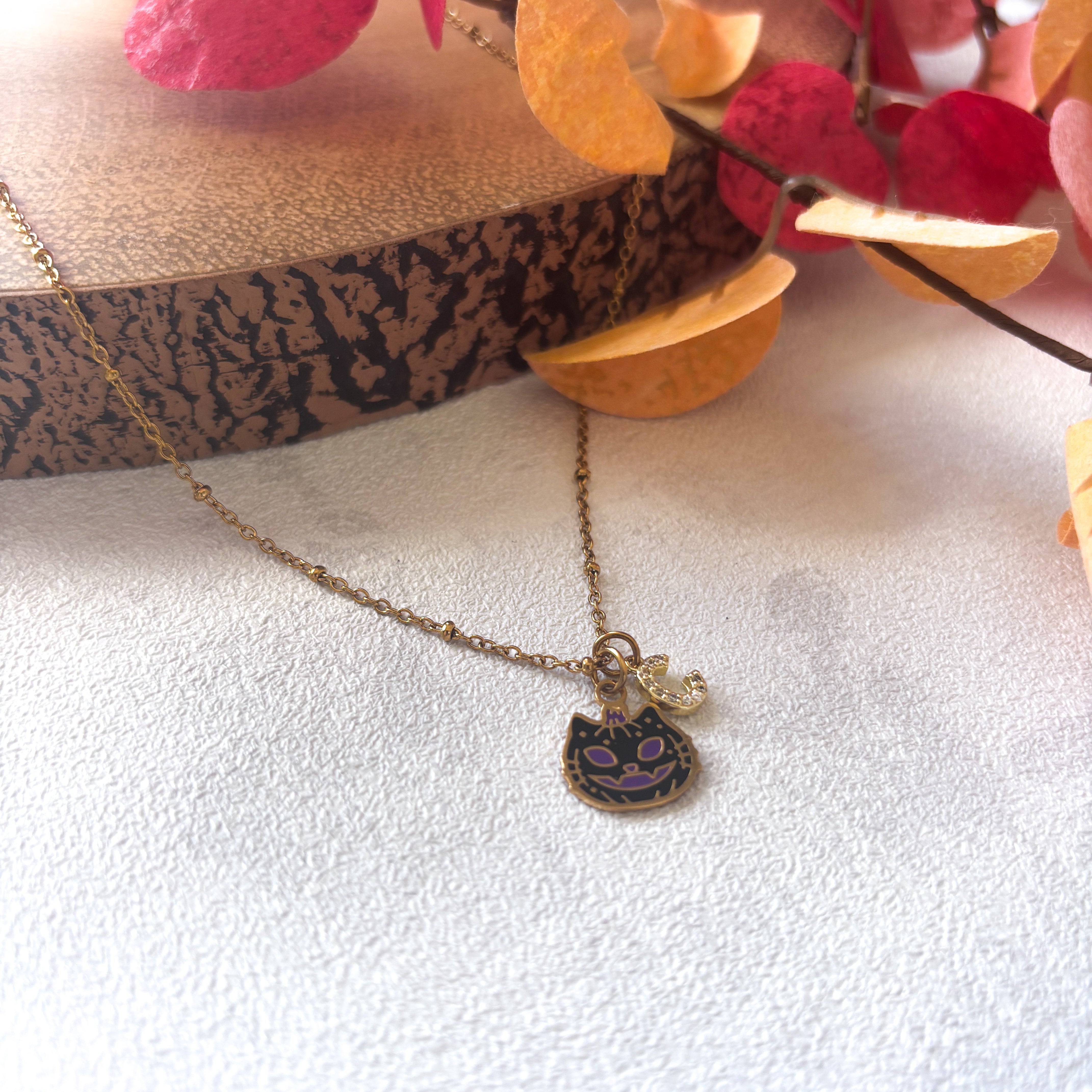 Black Cat Necklace – Personalised Halloween Jewellery