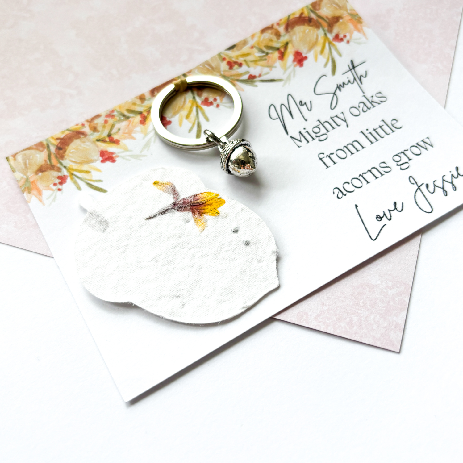 Wildflower Teacher Acorn Gift Keyring - 2025 Teacher Gift Personalised