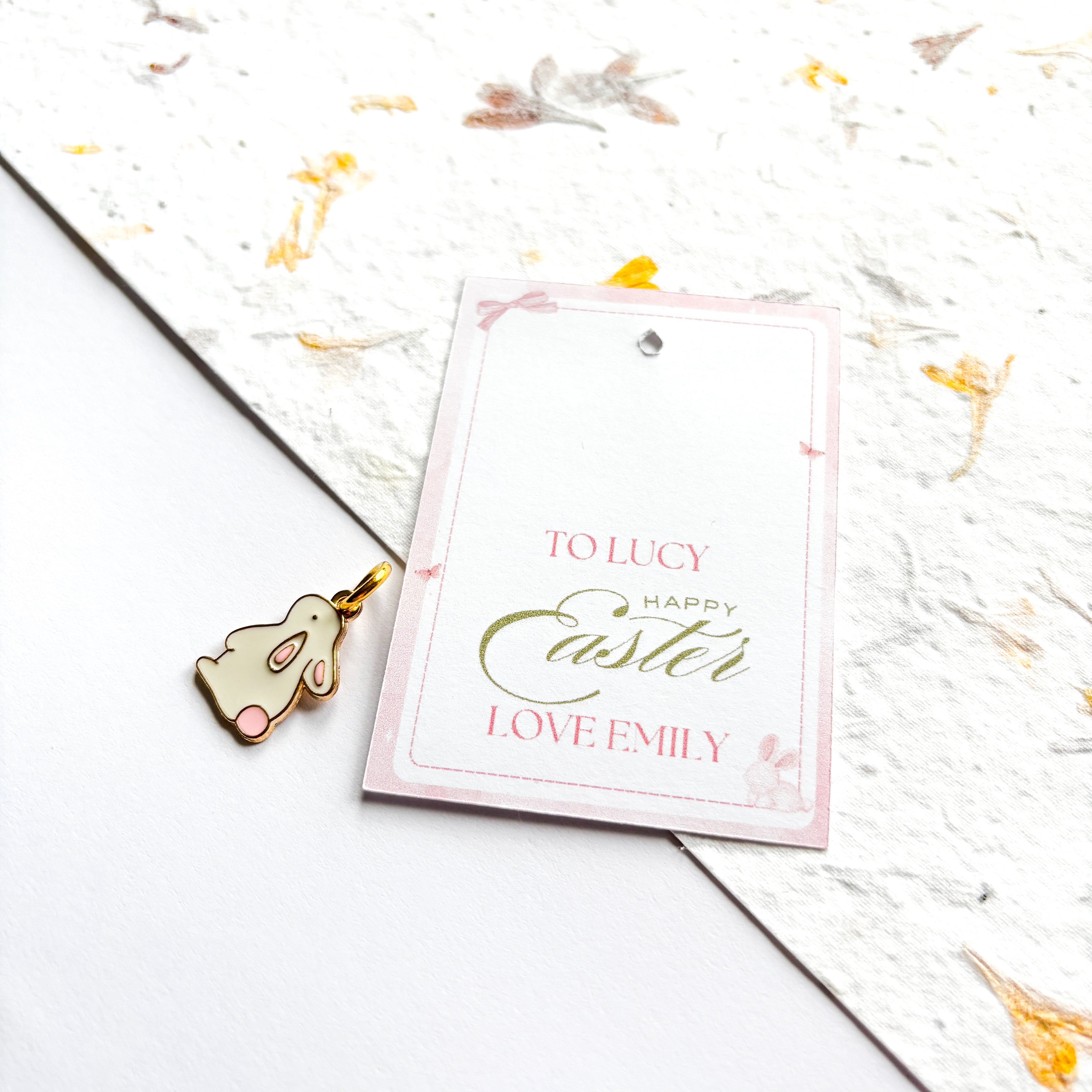 Easter Bunny Charm & Personalised Card
