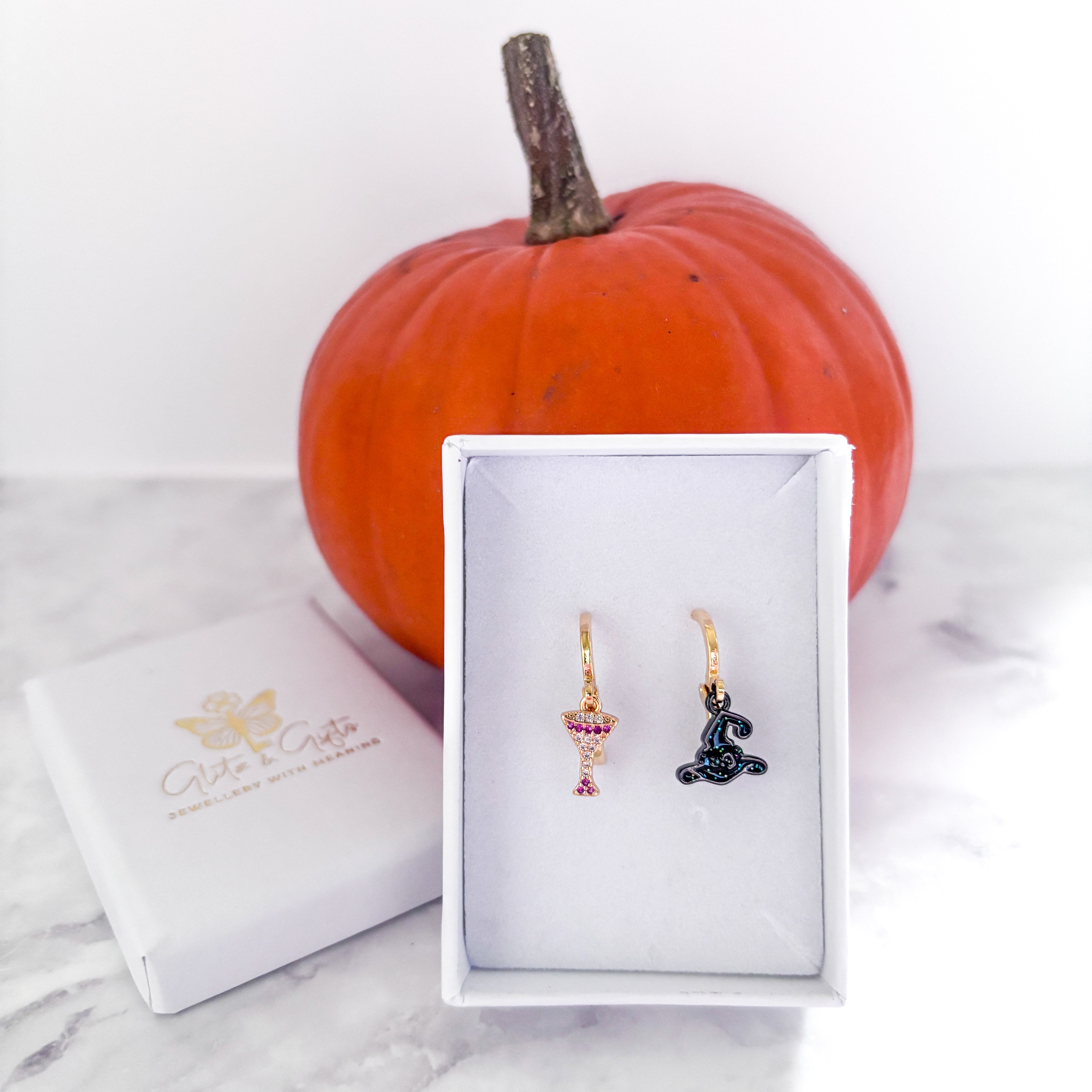 Mismatched Witch Hat & Margarita Glass Earrings