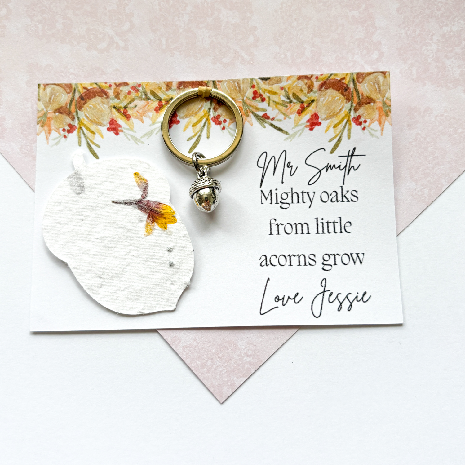 Wildflower Teacher Acorn Gift Keyring - 2025 Teacher Gift Personalised