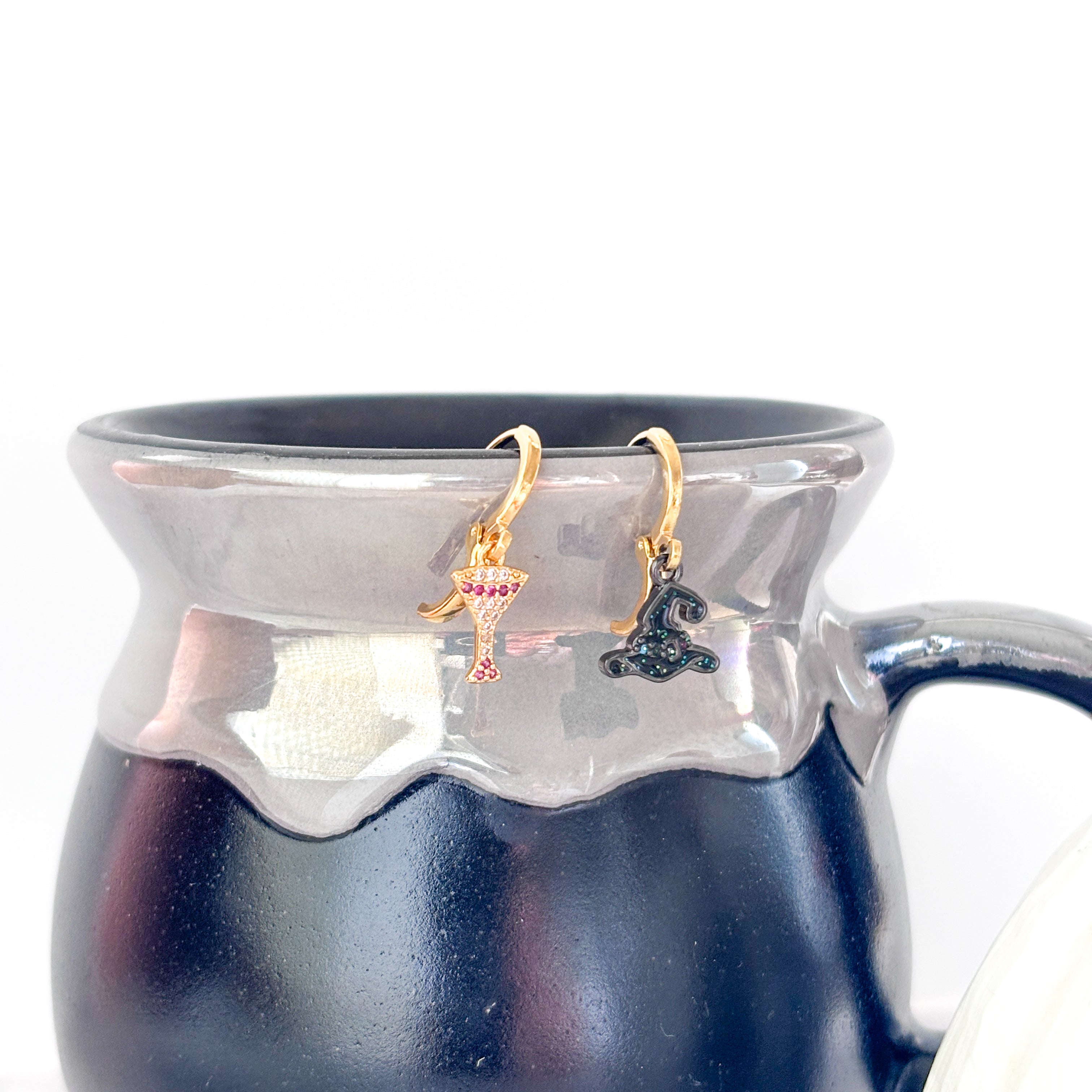Mismatched Witch Hat & Margarita Glass Earrings