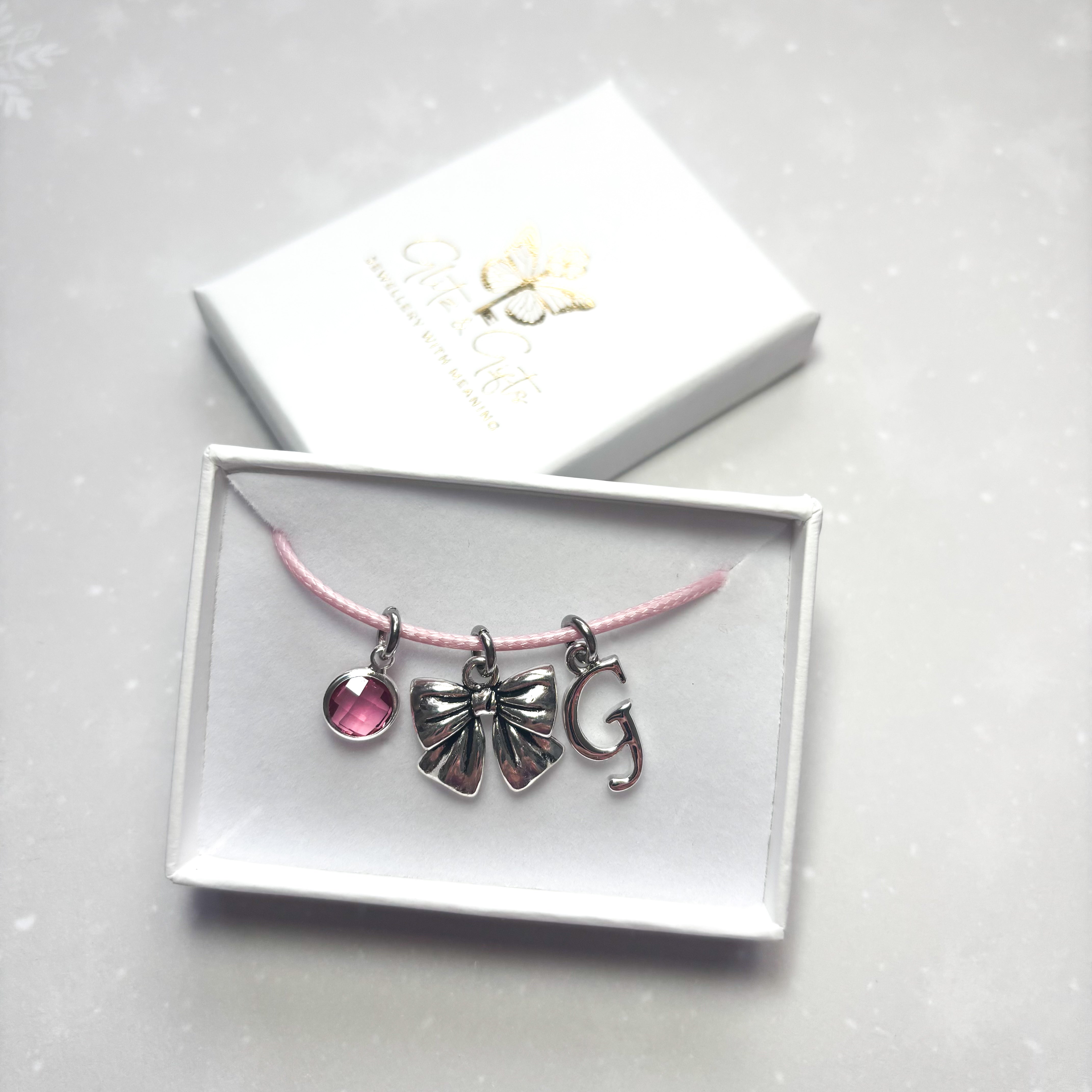 Personalised Cute Bow Cord Bracelet